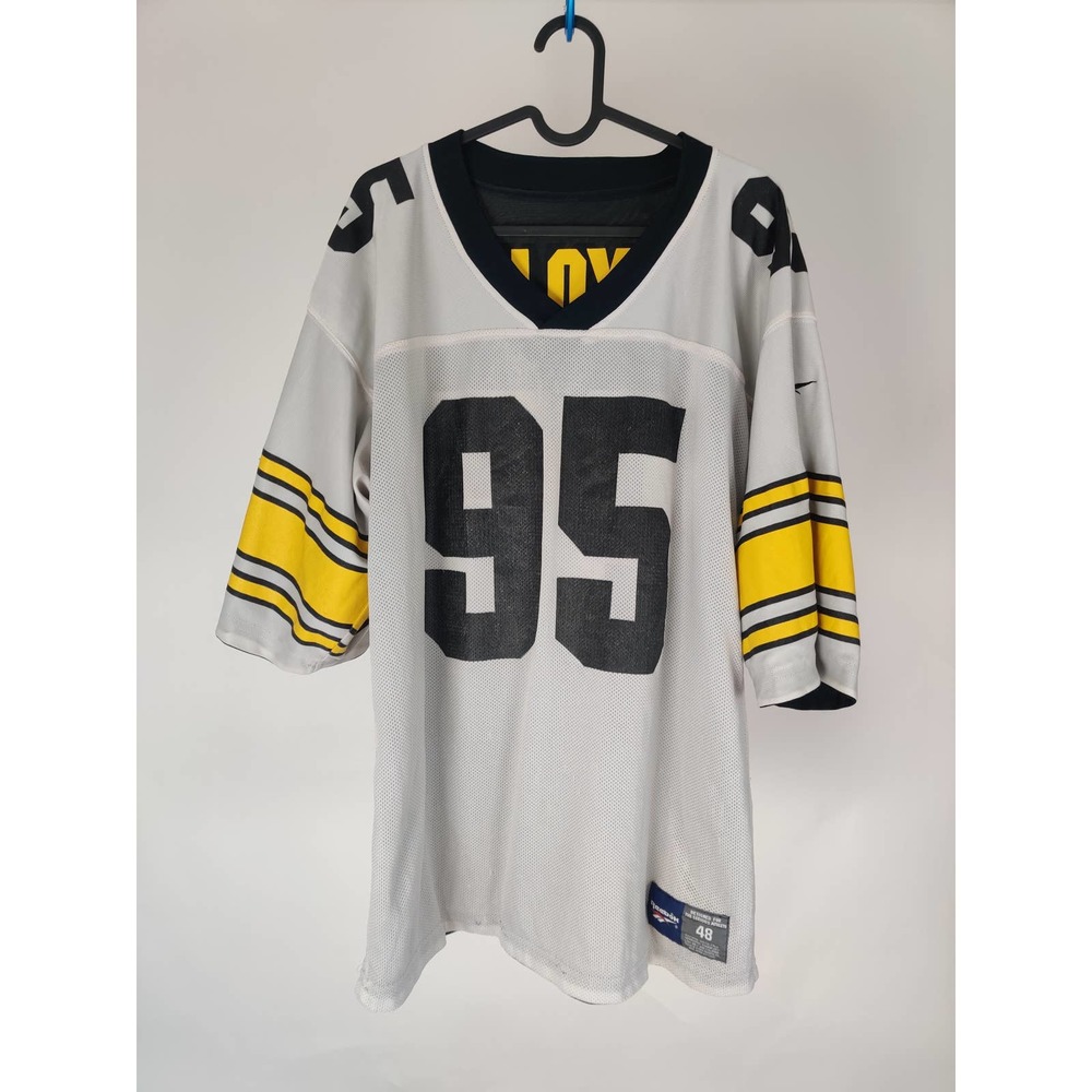 (V) VTG 90s REEBOK Pittsburgh Steelers Greg Lloyd #95 REVERSIBLE Jersey Sz 48